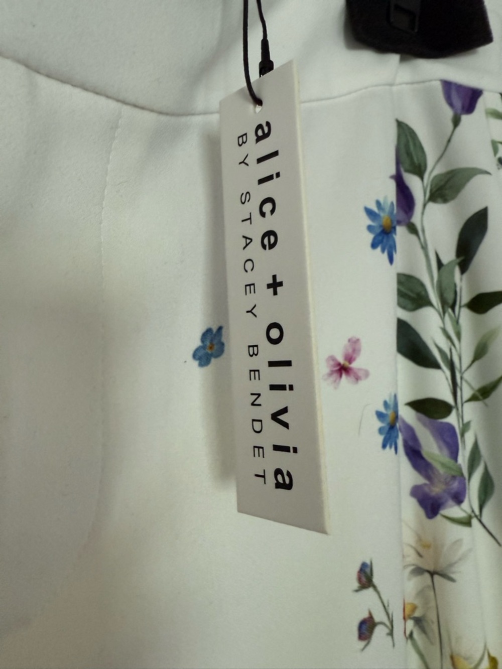 Alice + Olivia White Wide-Leg Pants with Floral Side Panels - Picture 4 of 5